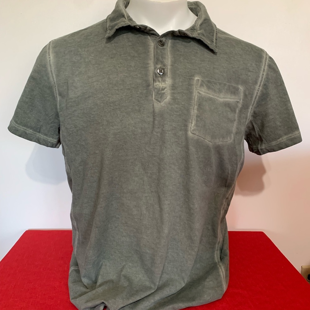 Rock & Republic Faded Olive Short Sleeve Polo with Chest Pocket Large